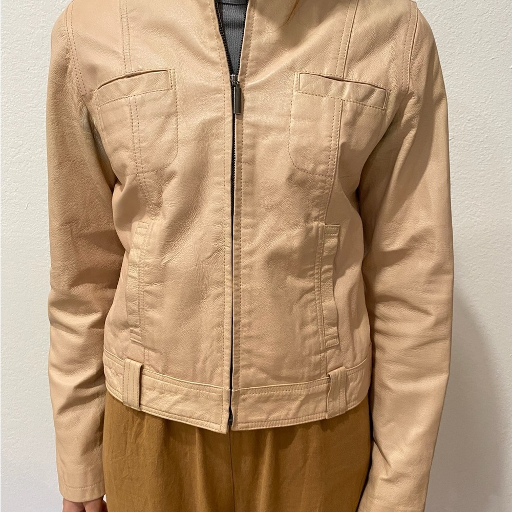 Women's Pink leather Jacket medium